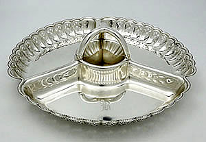 Unusual Tiffany antique sterling triple divided dish